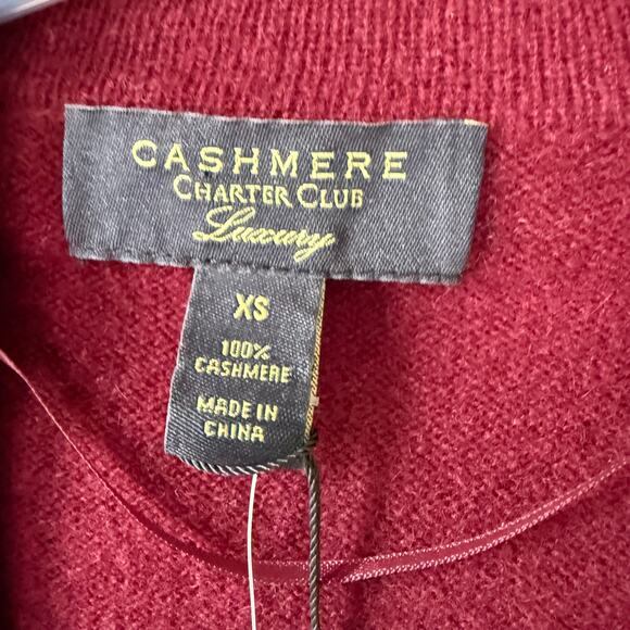 Cashmere NEW! Charter Club Luxury Burgundy size XS Open Cardigan - Picture 2 of 8